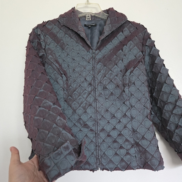 Samuel Dong Women's Geometric Zip-up Jacket Gray/purple Size M - Picture 3 of 9